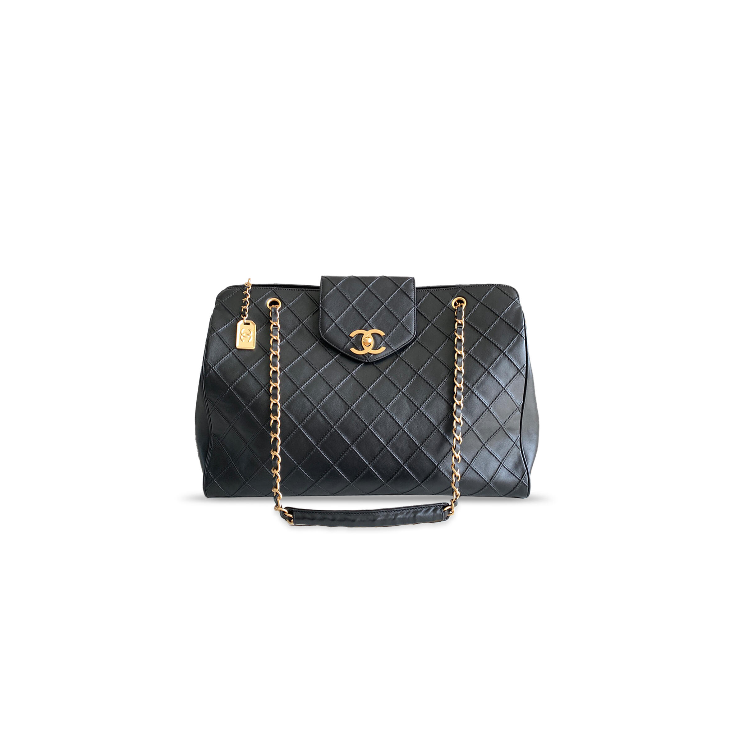 Ch**el master black calfskin quilted leather overnight bag with gold hardware 1615276 (43*33*18cm)